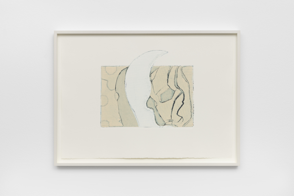 Kyle Thurman, Birthday Pack (Mask one), 2023, monotype (collagraph) in artist's frame, 44 x 60 x 4,5 cm